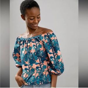 Blue Tassel off the shoulder top